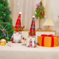 thumbnail image 3 of Decoraciones navideñas con astas a cuadros, gnomo de Tomte sueco hecho a mano, elfo de Papá Noel de felpa, 3 of 4