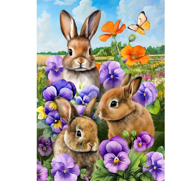 Briarwood Lane Spring Garden Flag 12x18 For Outdoor Spring Bunny Trio For Spring Garden Flag Flags For Outside
