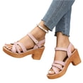thumbnail image 7 of Women's Braided High Heels Sandals Summer Chunky Platform Gladiator Sandals Ankle Straps Vacation Casual Beach Shoes, 38, 7 of 7