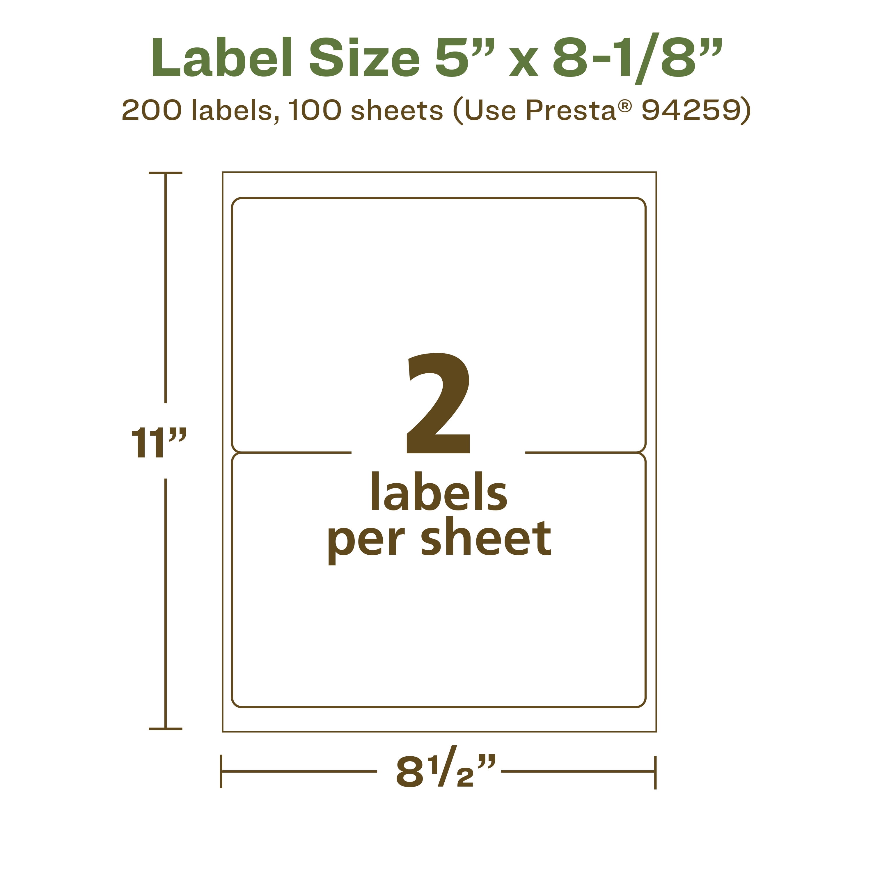 Avery EcoFriendly Rectangle Labels, 5" x 8-1/8", 200ct