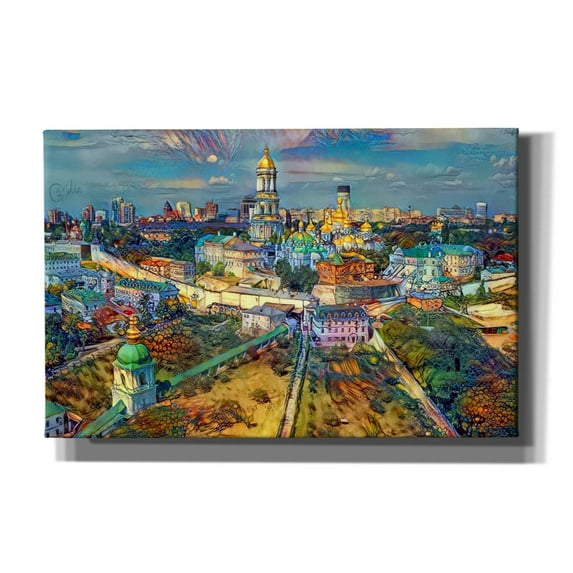 Epic Graffiti 'Kyiv Ukraine City' by Pedro Gavidia, Canvas Wall Art, 40"x26"
