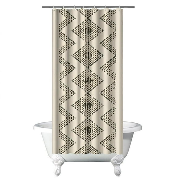 Small Stall Narrow Shower Curtain 36"W x 72"L – Tropical Bohemian Leaves, Mid-Century Abstract Boho Botanical Bathroom Decor, Vintage Floral Palm Leaf Pattern, Rustic Tribal Folk Style