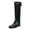 Dark Green, variant on Women Classic Round Toe Knee High Riding Boots with Chunky Low Heel Stylish Side Zipper Patchwork Long Boots Winter Pull On Dress Shoes Size 12 Red