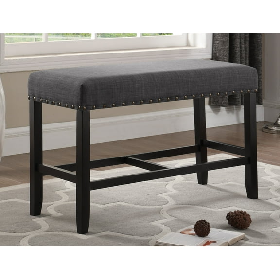 Knubmt Fabric Upholstered Seat Wood Frame Dining Bench for Living Room, Dining Room, Gray