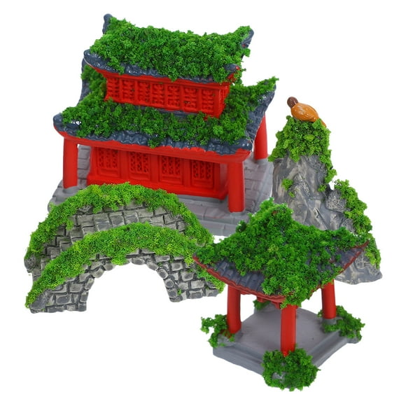 Miangastore 6pcs Miniature Micro-Landscape Building Model Mini Ancient Building Rockery Decor Micro Landscape Ornaments for Terrariums and Aquarium