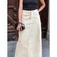 thumbnail image 6 of Women'S Solid High Waist Long Skirt Spring Summer Comfy Straight Maxi Skirt with Pockets Cream White S, 6 of 9
