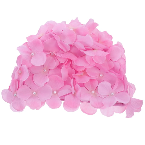 BRIGHTFUFU Gorro de baño de moda con pétalos florales, gorro de baño con estilo, gorros de baño, talla L para mujer (rosa)