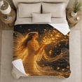 thumbnail image 5 of Golden Fairy Magic Butterfly, Mystical Fantasy Scene, Warm Flannel Blanket for Home Library and Reading Nook with Detailed Artwork, Art Lovers Housewarming Gift, Fantasy Home Decor, 5 of 9