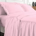 thumbnail image 5 of 4 Piece Long Ruffle Sheet Set, 20" Inch Long Ruffle On Corner Of The Flat Sheet, 15 Inch Deep Pocket, 100% Egyptian Cotton, 800 TC, Queen Size, Solid Light Pink, 5 of 9