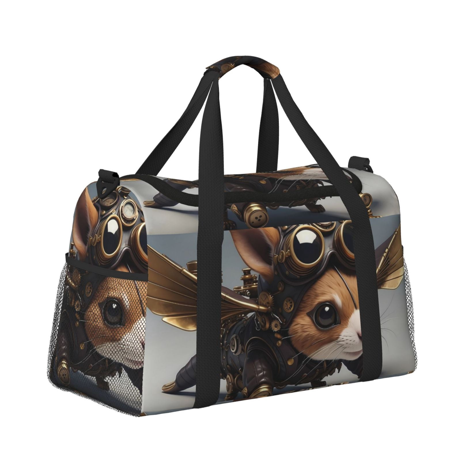 Fuzoiu Steampunk Squirrel Pilot Print Travel Duffle Bag,Carry On Tote Bags,Duffel Bag,Sport Gym Bag, Hospital Bag for Labor and Delivery, Overnight Bag,Luggage Bag