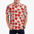 thumbnail image 3 of Balery Red Strawberry Printed Men’s Short Sleeve Polo Shirt, Midweight Men's Shirt,Golf Polo shirts -X-Large, 3 of 9