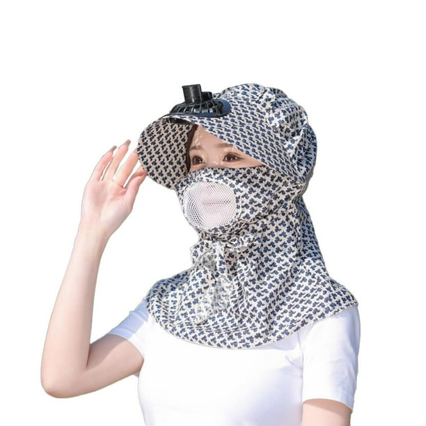 Ruifaya Gorra de protección solar con ventilador, sombrero para el sol para mujer, gorra para exteriores con cuello con solapa y protección UV