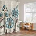 thumbnail image 4 of Rustic Flowers Shower Curtain, Spring Teal Tulip Butterfly Vintage Floral Newspaper Texture Waterproof Shower Curtain Set with 12 Hooks Lightweight Bath Curtains Fabric Bathroom Decor 72x84 Inches, 4 of 9
