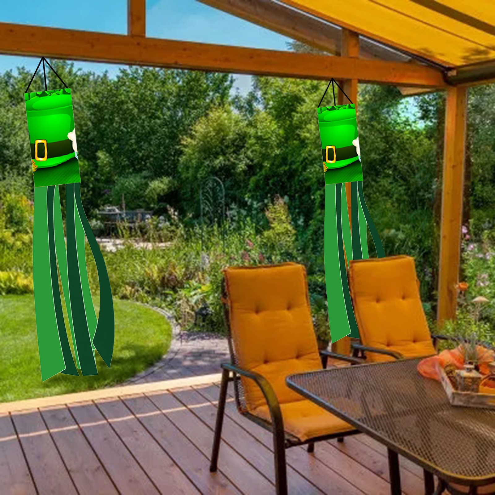 wofedyo home decor st. patrick's day windsock polyester garden windsock lawn garden party deco bathroom decor wall decor - image 3 of 4