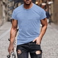 thumbnail image 2 of Rloper-Lop Mens Crewneck T Shirts Casual Stylish Striped Printing Tees Lightweight Short Sleeve Striped Printign Shirts Summer Outdoor Tops Blue XL, 2 of 5