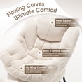 thumbnail image 6 of OMNIBERG Lazy Chair with Folding Ottoman, Oversized Comfy Lounge Chair with Armrests and Side Pocket for Reading, Relaxing, and Napping, Perfect for Living Room, Bedroom or Office, White, 6 of 9