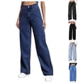 thumbnail image 2 of Girl's Cute Baggy Wide Leg Jeans Elastic High Waisted Denim Pants Bottoms With Pockets, 2 of 5