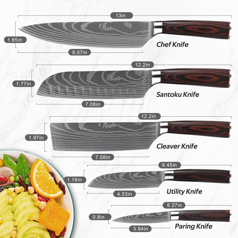 Kitchen Knife Sets, 5 PCS Chinese Chopping Knife Damascus Steel knife Set  Kitchen Tools Chef Knife Japanese Santoku Knives Boning knife Exquisite
