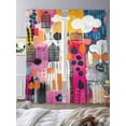 thumbnail image 2 of Colorful Oil Painted Sheer Curtains 96 Inch Length 2 Panels Set, Abstract Modern Contemporary Voile Window Treatment Semi Sheer Long Curtains Drapes for Bedroom/Living Room/Kitchen 52"x96"x2, 2 of 7