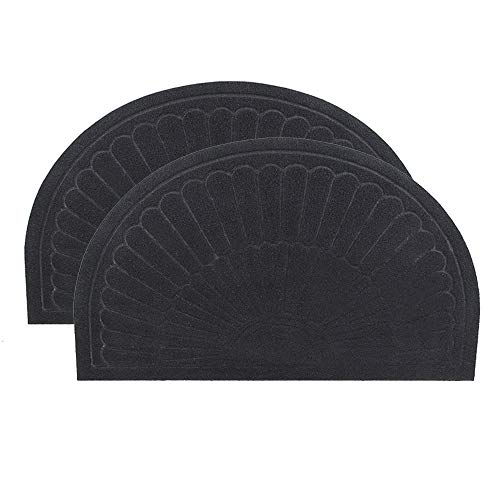 YK Decor 2pcs Half Round Front Door Mat Inside Doormat Outdoor Entry
