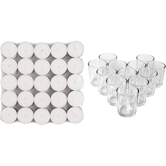 HOSLEY Tealight Candles Glass Candle Holder Set, Set of 200