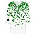 thumbnail image 5 of Cavosen St.Patrick's Day Womens Tops 3/4 Sleeves Loose Fitting Green Shamrock Print Irish T-Shirts Round Neck Holiday Blouse Casual Festival Shirts Fashion Summer Tees 2XL, 5 of 5