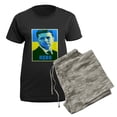 thumbnail image 5 of CafePress - Ukrainian President Zelenskyy Ukraine Flag Pajamas - Women's Short Sleeve Print T-Shirt and Pants Dark Cotton Pajama Set, 5 of 7