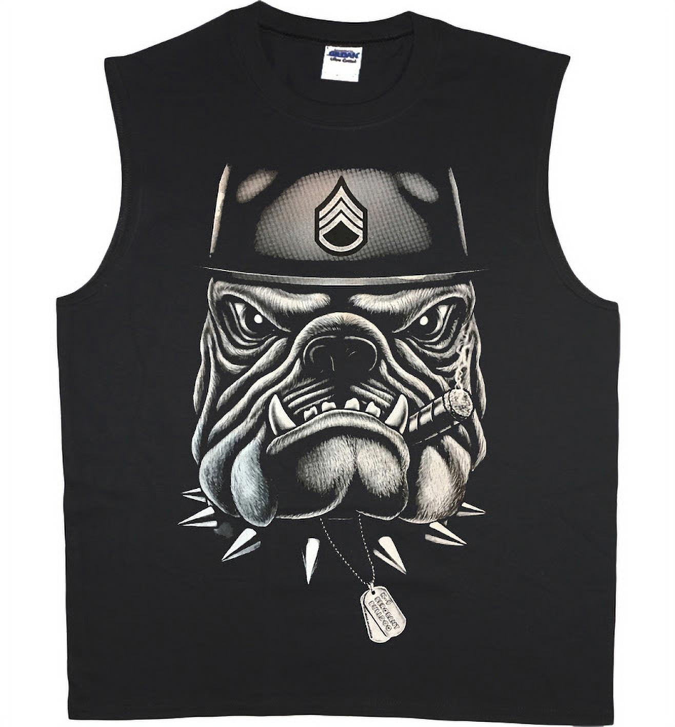Drill sergeant bulldog tshirt sleeveless tshirt muscle tee for men