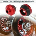 thumbnail image 2 of Protector de guardabarros de rueda de aleación de aluminio de 15mm, plástico, slider de marco de motocicleta, protección contra choques, 59mm, 45mm, rojo, 2 Pcs, 2 of 7