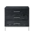 thumbnail image 2 of Shelby Black Chrome Side Table - 3 Drawers, T-Bar Handle in Chrome, Stainless Steel Brushed Finish Base, 2 of 10