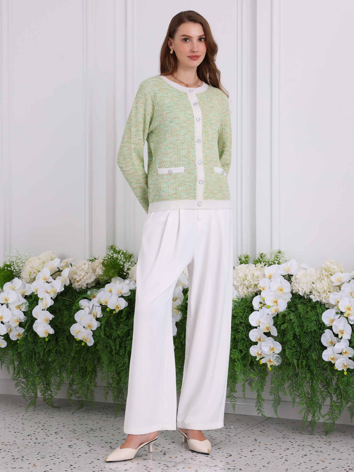 DARING DIVA Women's Casual Long Sleeve Knit Ribbed Cardigan Sweaters M Light Green