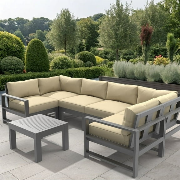 Covers & all Outdoor Sunbrella Foam Seat and Polyfill Back Cushion Set, 5″ Thick Foam, UV Proof Patio Furniture - Canvas Antique Beige