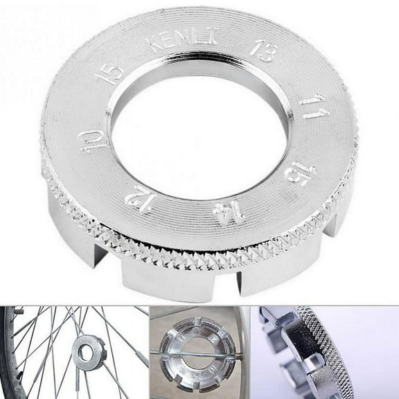 8 Way Molybdenum Steel Mountain Bike Spoke Wrench Spanner, 6 in 1 Bike Wheel Spokes Key Bike Spanner Spoke Tool 10-15 Gauge for Bicycle, Electric Vehicle (Silver)