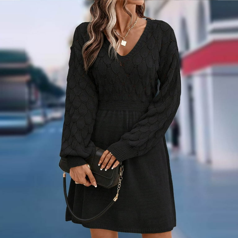 fit flare knit dress Knit Fit Flare Crew Neck Dress
