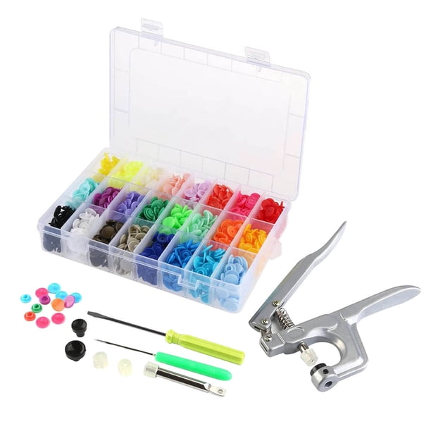 Juego de alicates de sujeción de botón a presión de 24 colores, bolsas de ropa, baberos, botones a presión de resina DIY, con herramienta de presión