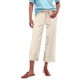 thumbnail image 1 of Women's Linen High Waisted Drawstring Culotte Pants Summer Elastic Waist Wide Leg Cropped Capri Pants With Pockets, 1 of 5
