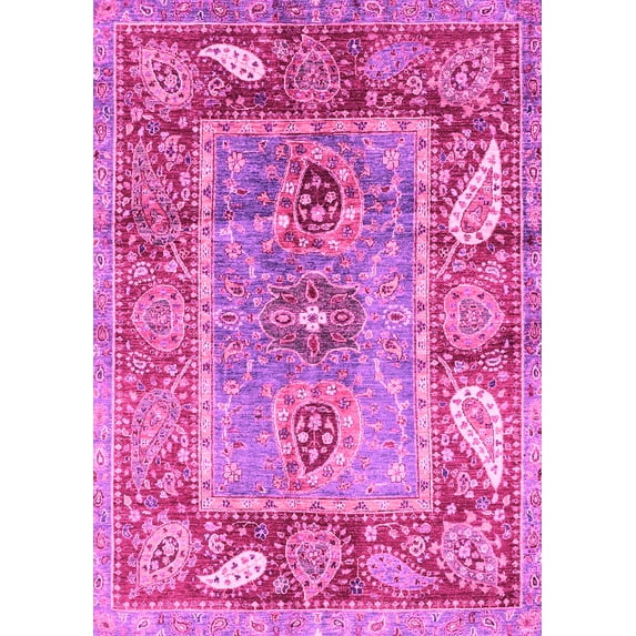 Ahgly Company Indoor Rectangle Oriental Pink Traditional Area Rugs, 5' x 8'