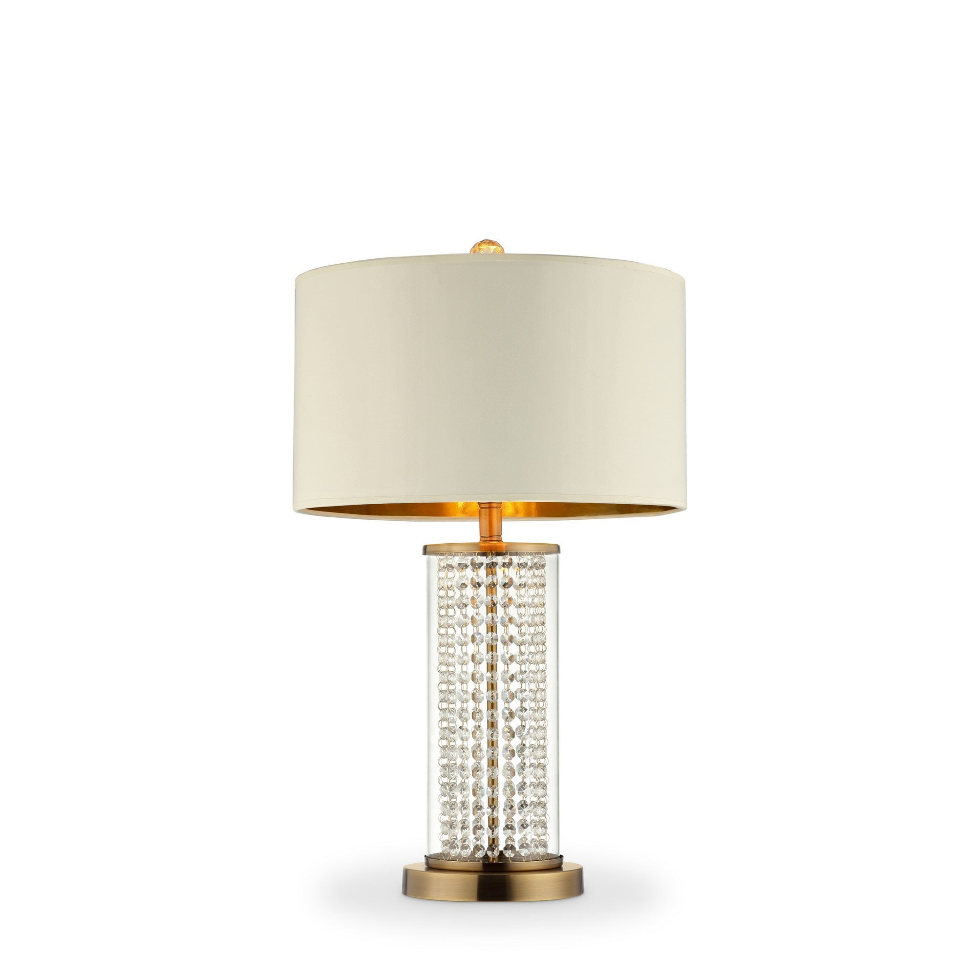 Table Lamp With Cylindrical Drum And, Cylindrical Crystal Table Lamp