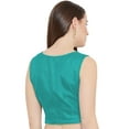 thumbnail image 3 of eloria Women Round Neck Sari Top Blouse Casual Short Sleeve With Triangle Lace, Art Silk Color : Sea Green, SIZE : 36, 3 of 5