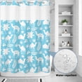 thumbnail image 2 of No Hook Shower Curtain, Tropical Plants Shower Curtains for Bathroom with See Through Top Window, Summer Modern Abstract Camels Sky Blue Waterproof & Washable Bath Curtain Stall 48"x72", 2 of 9