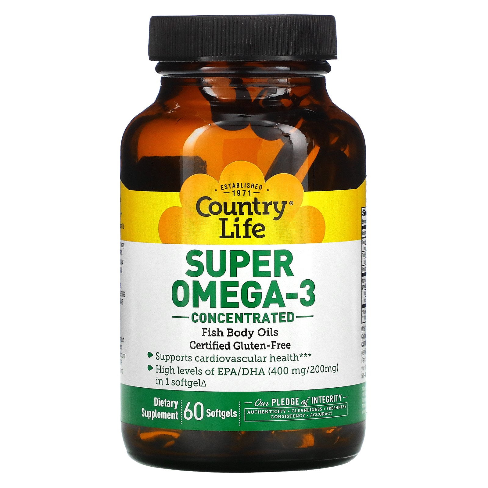 Country Life Super Omega-3 Concentrated Gluten-Free Oil, 400mg EPA 200mg DHA, 60ct - Walmart.com