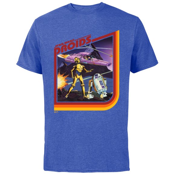 Star Wars Droids: The Adventures of R2-D2 and C-3PO Retro - Short Sleeve Cotton T-Shirt for Adults - Customized-Royal Heather