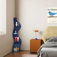 thumbnail image 6 of Yowos Corner Shelf, Modern 5-Tier Wall Corner Bookshelf, Stylish Corner Small Bookcase Storage Rack Wavy Plant Stand with Unique Shape for Living Room, Home Office, Blue, 6 of 10