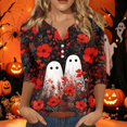 thumbnail image 2 of Womens 3/4 Length Sleeve Tops Halloween Pumpkin Costume Ghost Fall Tees Top Halloween Tee Thanksgiving Tops, 2 of 6