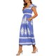 thumbnail image 4 of INSPIRAR CHIC Vestido de Mujer Cuello Cuadrado Manga Corta Volante Vestido Maxi Boho M Azul, 4 of 6