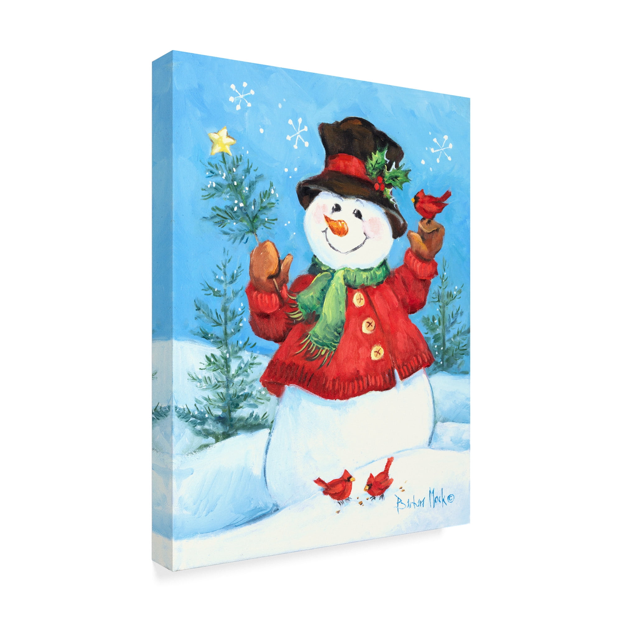Trademark Fine Art ' Red Coat Snowman' Canvas Art by Barbara Mock
