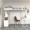 thumbnail image 3 of DHP Lanis Metal Storage Loft Bed with Desk, Shelves, Cabinet and USB Port, Twin, Off White, 3 of 20