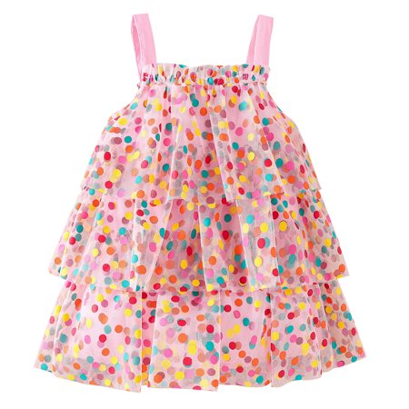 

MAMOWEAR Baby Girl Tulle Dress Toddler Girl Tutu Dress Sleeveless Polka dot Princess Sundress Knee-length