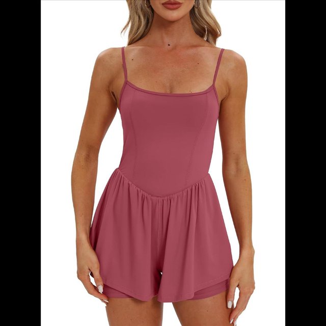 Mono de Verano Sin Mangas para Mujer, con Tirantes Finos y Doble Forro, Pantalones Cortos, Conjunto de una Pieza. Melocotón XXL