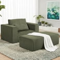 thumbnail image 2 of Jopath Oversized Accent Chair with Ottoman,Corduroy Lounge Chair Modular Floor Couch Reading Armchair for Living Room,Bedroom,Green, 2 of 9